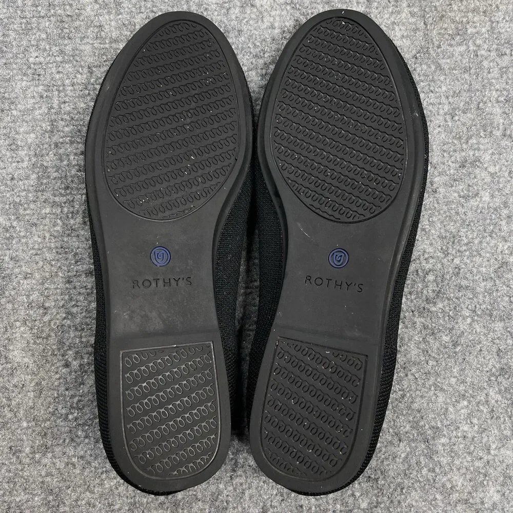 Rothys The Loafer Black Knit Flats Shoes Womens Size 7 Royal Blue Trim - Picture 6 of 7